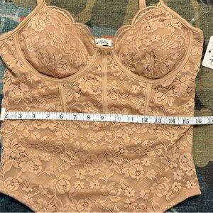 Lace Bustier Body Suit in tan